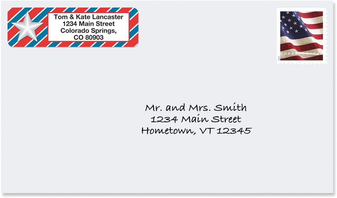 Colorful Images Star Spangled Patriotic Rolled Personalized Return Address Mailing Labels with Dispenser, Customize with Name & Shipping Address, 500 ¾” x 2½” Self Adhesive, Easy Peel Label Roll