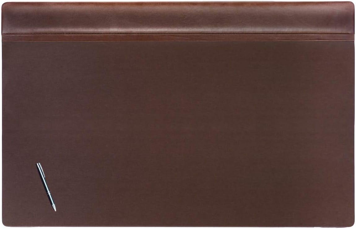 DACASSO Leather Desk Pad with Top Rail - Luxury Leather Desk Blotter for Writing - Executive Desk Surface Protector - (Chocolate Brown, 38” x 24”)