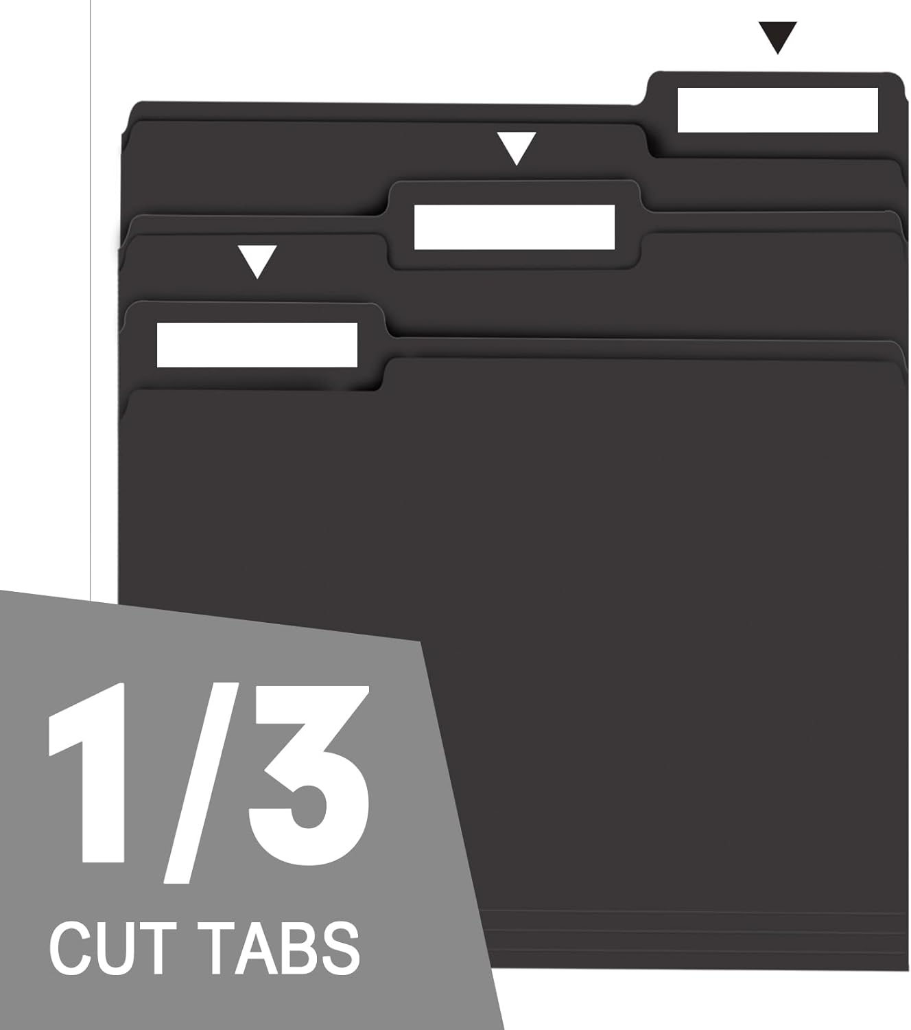 File Folder, RAZCC 150 Pack 1/3 Cut Tab File Folders Letter Size, Black Folders for Dcouments, Folders with Tab Great for Organizing and Easy File Storage