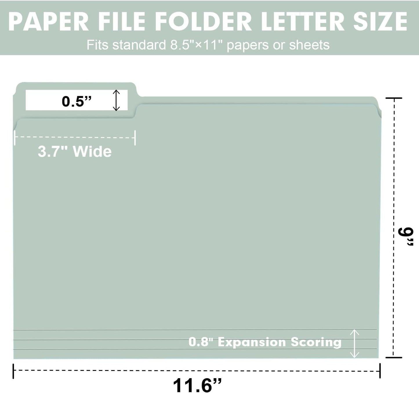 File Folder, RAZCC 100 Pack Colored File Folders, 1/3 Cut Tab File Folder Letter Size, Filing Folders with Tabs for Office School Business Use, Assorted 10 Colors
