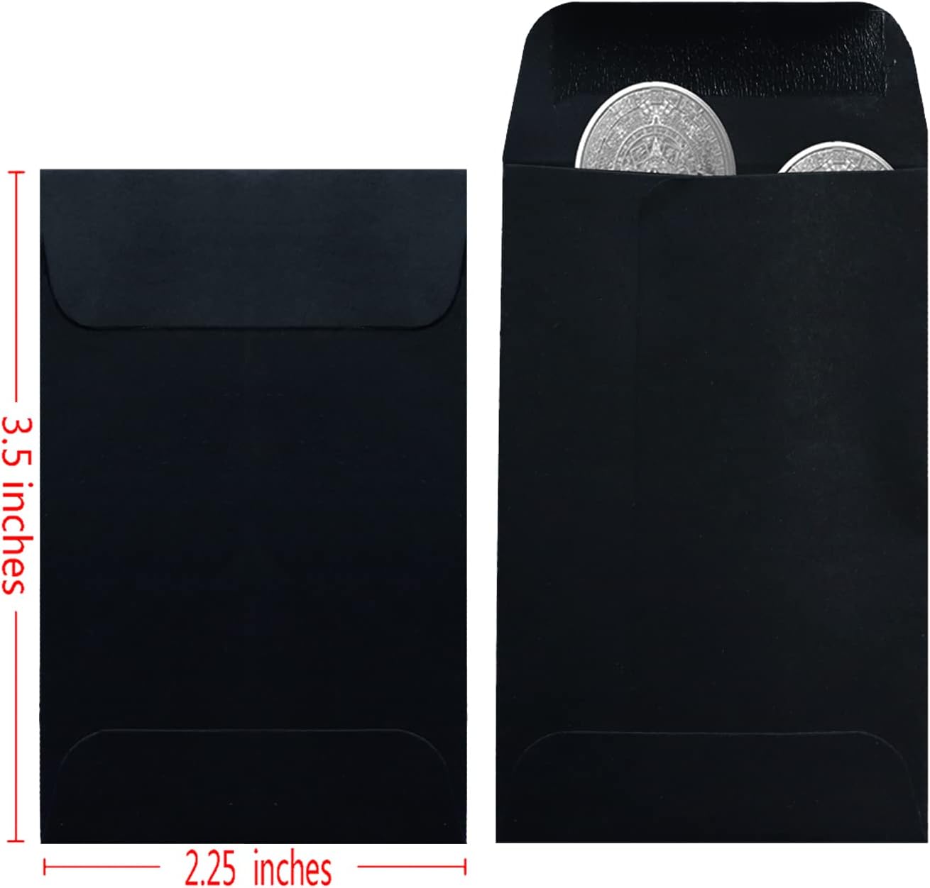 200 Pack #1 Black Coin Envelope 2.25 X 3.5 inches Kraft Envelopes Classic Small Parts Envelopes with Self Adhesive Gummed Flap for Coins Cash Credit Cards Seeds