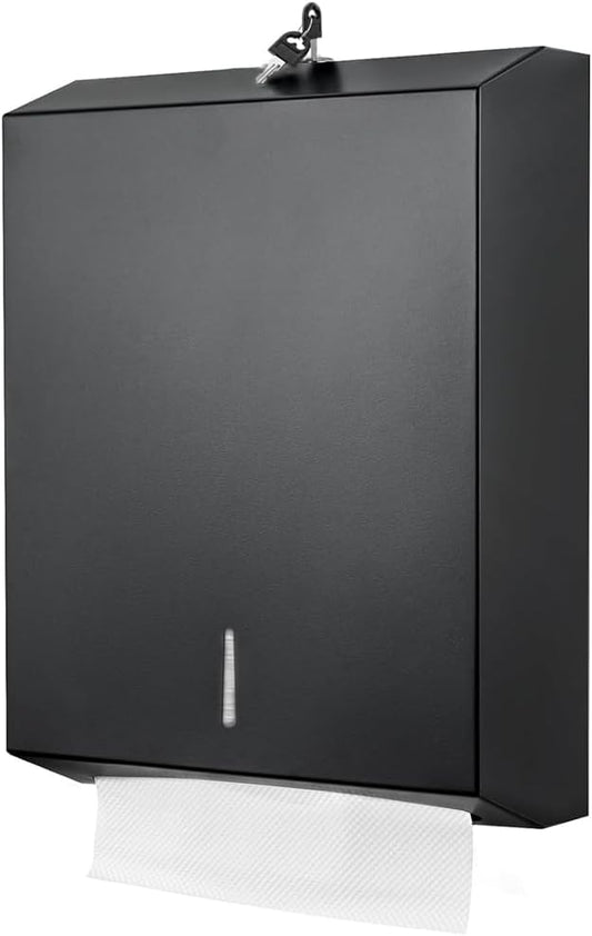 Comercial Paper Towel Dispenser Wall Mount, Stainless Steel Hand Towel Dispenser with Lock, Trifold/C Fold Paper Towel Holder for Bathroom Kitchen Office Public Places, Large Capacity Tissue Holder