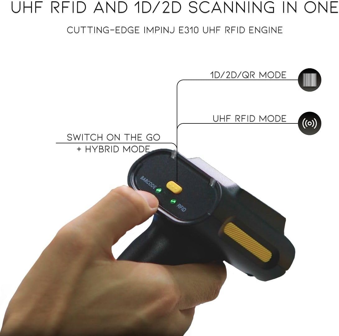 Chainway SR160 All-Purpose RFID Tag Scanner and 2D/1D/QR Barcode Reader, UHF Reader/Writer, Three Modes: UHF RFID, Barcode, Hybrid (Build Your Own: USB or Wireless Bluetooth)