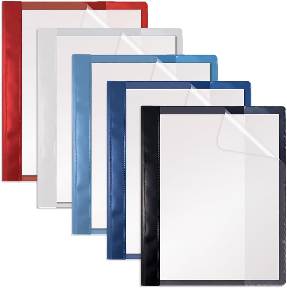 Better Office Products Ultra Durable Clear Front Report Covers, 25 Per Box, Letter Size, Assorted Colors, Poly Back Cover, with Fasteners, Lay Flat, Box of 25