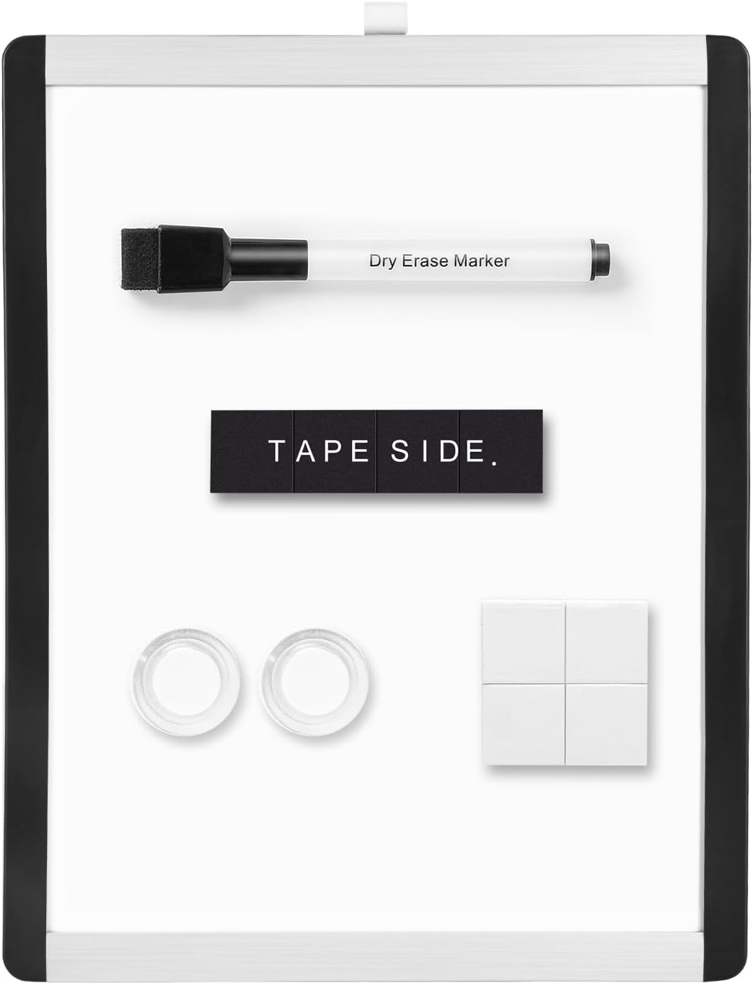 Amazon Basics Small Dry Erase Whiteboard, Magnetic Whiteboard with Marker and Magnets, 8.5" x 11", Plastic/Aluminum Frame