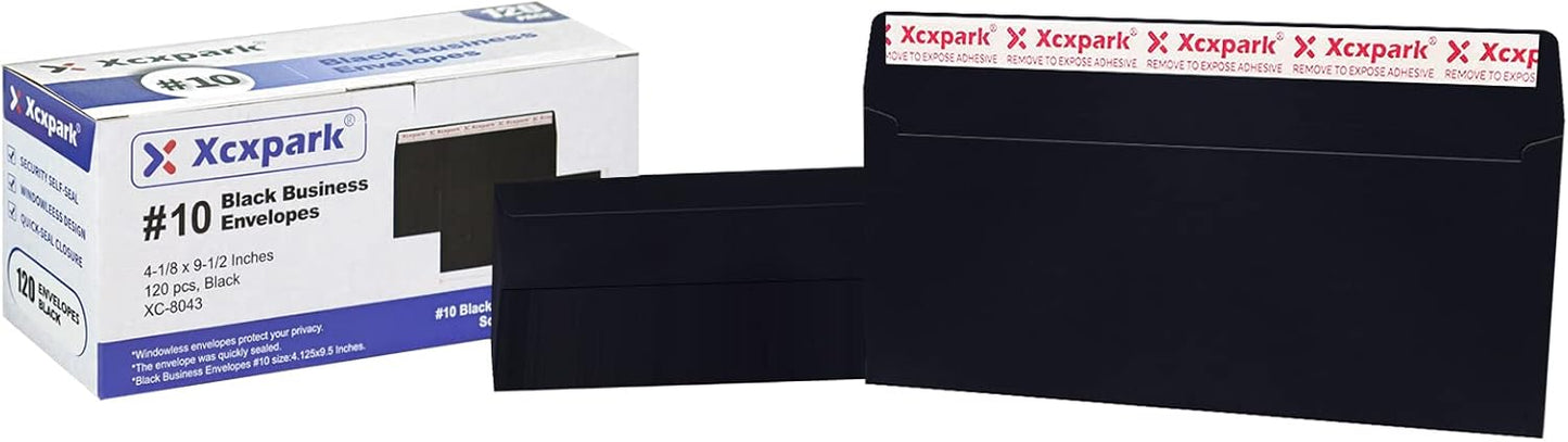 120 PCS #10 Black Self Seal Kraft 4-1/8 x 9-1/2 inches Security Envelopes, Windowless Invisible Envelopes Super Strong Quick Seal Envelopes Security Tint Pattern Secure