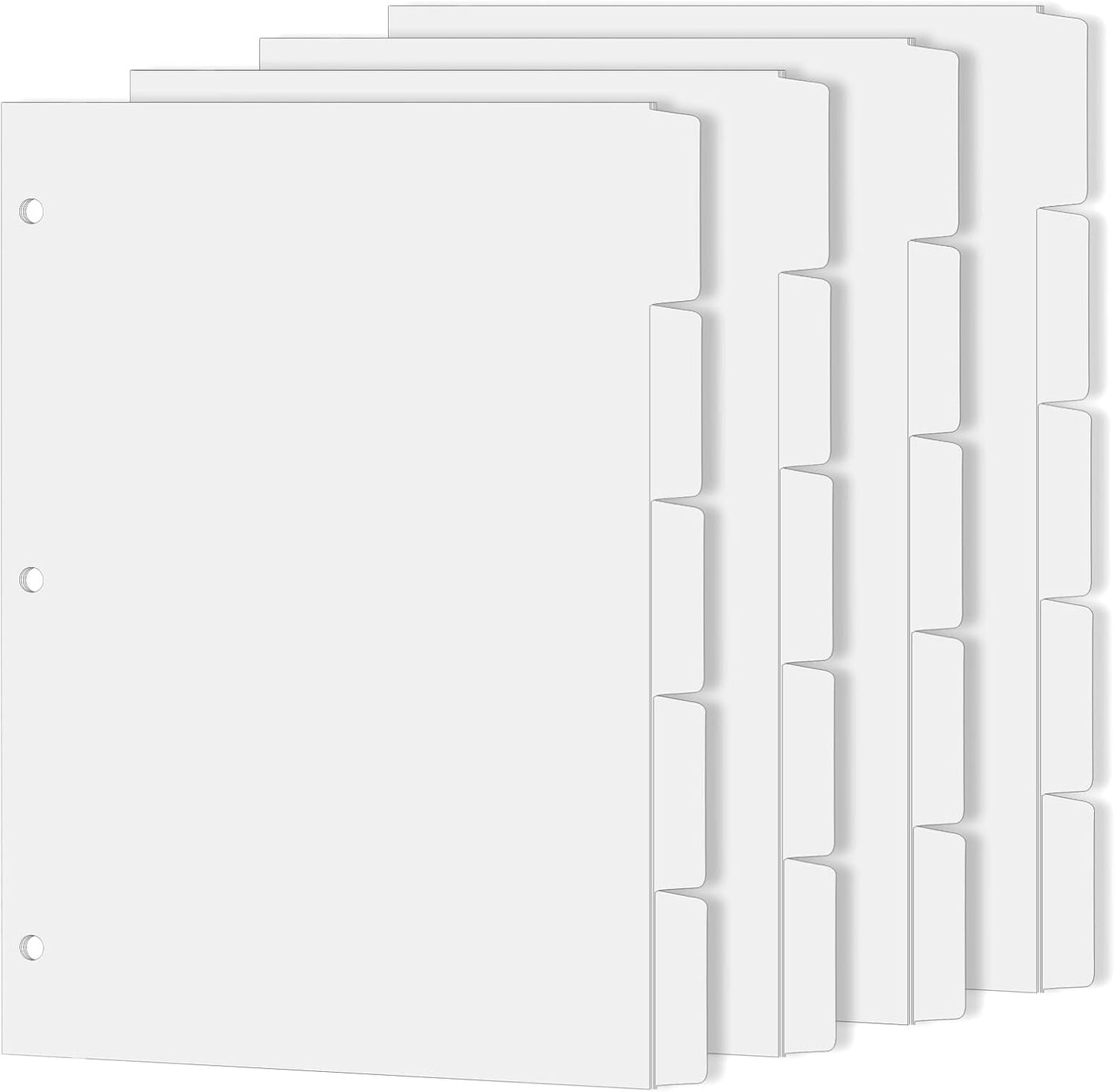 Binder Dividers for 3 Ring Binder, 1/5 Cut Tabs, Letter Size, Blank Write On Page Dividers with 5 Big Tabs for School Office Home, 4 Sets, 20 Dividers, White