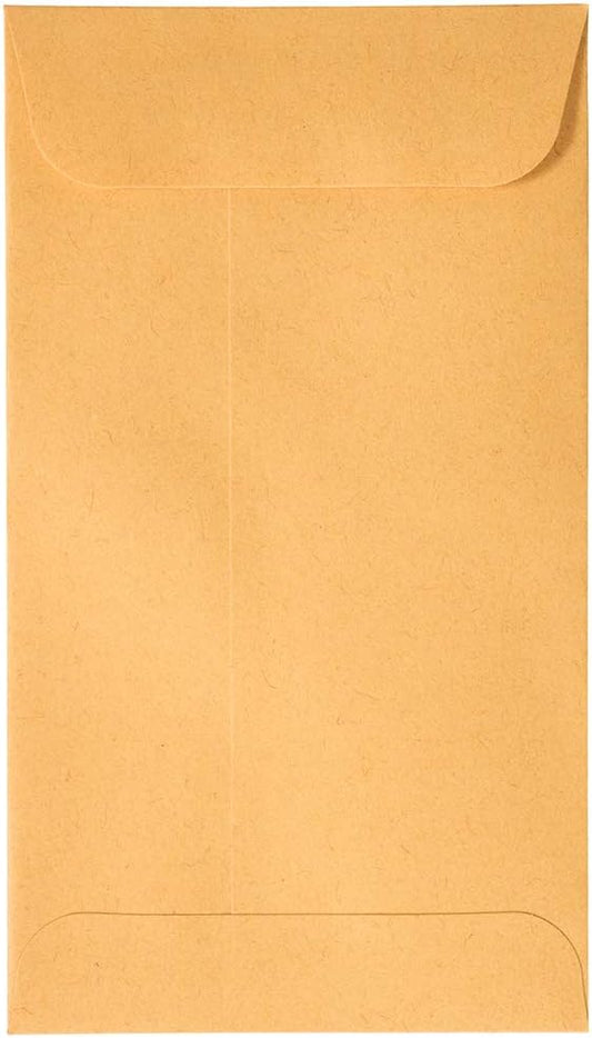 JAM PAPER #5.5 Coin Business Envelopes with Peel and Seal Closure - 3 1/8 x 5 1/2 - Brown Kraft Manila - Bulk 250/Box