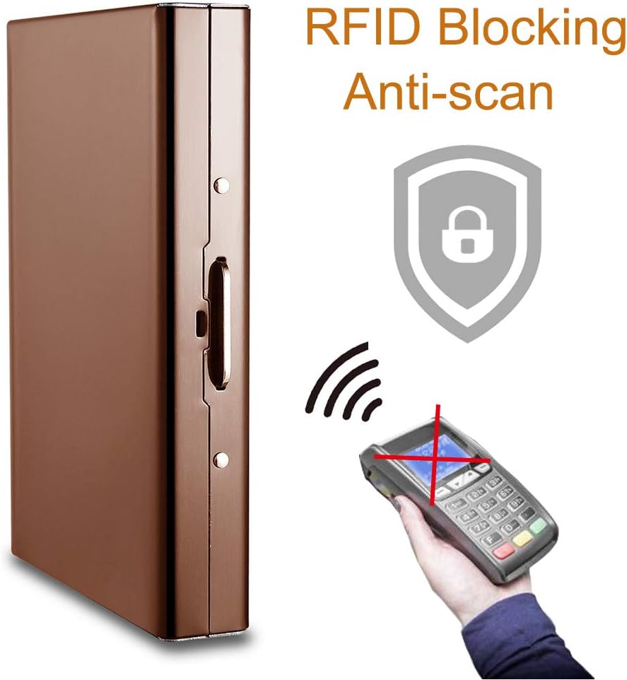 EASTNIGHTS RFID Credit Card Holder Protector Metal Credit Card Wallet Business Card Holder for Men Women Gift Box Package (Copper)