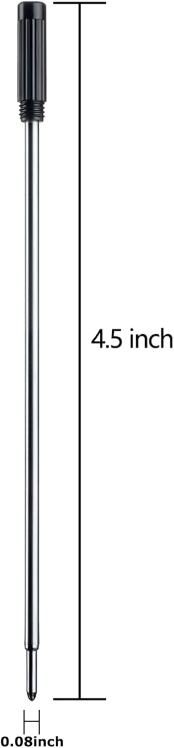 DunBong Black Ink Refill Pack of 5, Replaceable Ballpoint Pen Refills, Medium Point Metal Refill (Black)