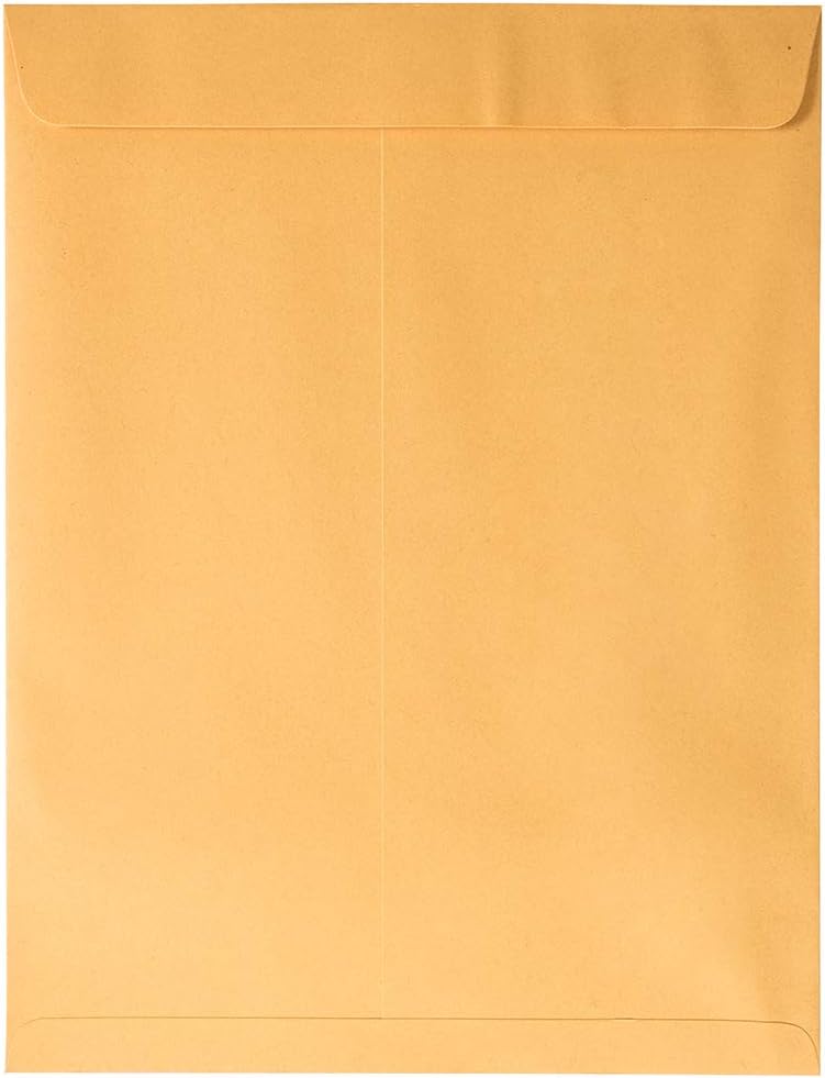 JAM PAPER 10 x 13 Open End Catalog Premium Envelopes with Peel and Seal Closure - Brown Kraft Manila - Bulk 500/Carton