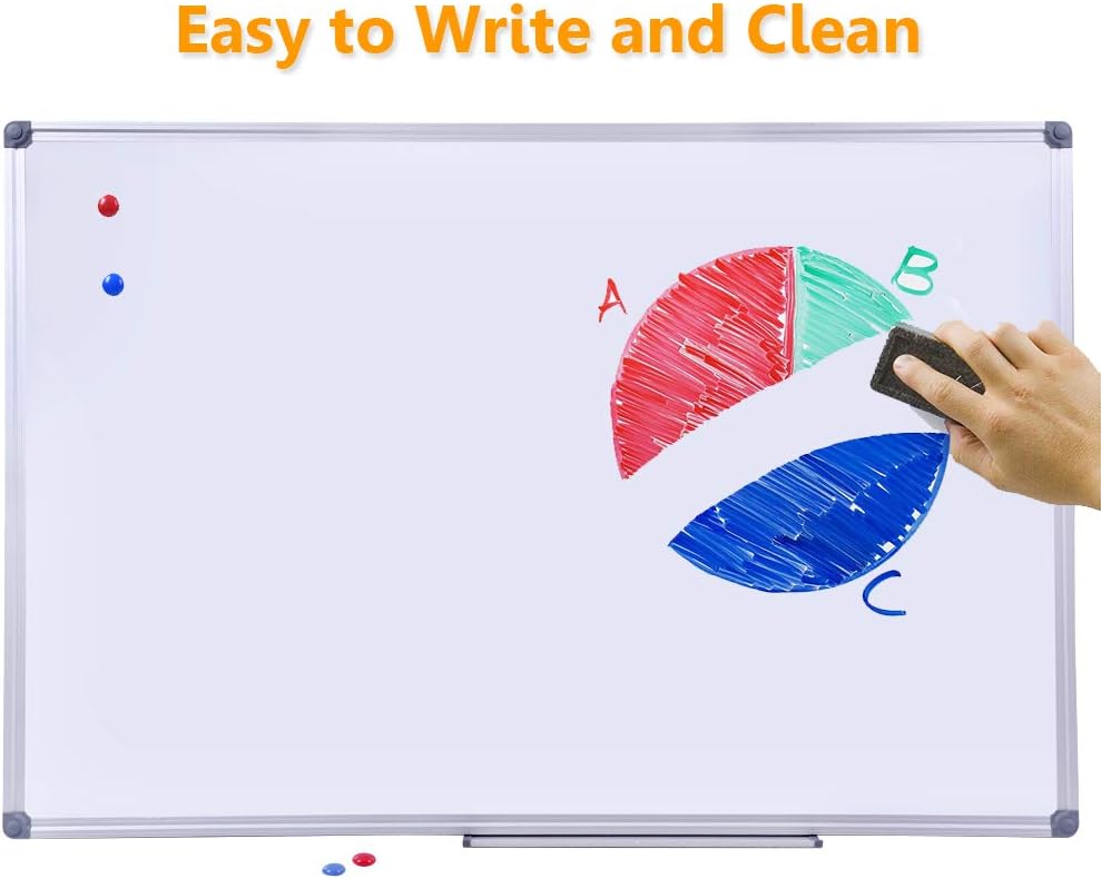 2 Pack 40" x 30" Magnetic Dry Erase Board with Removable Marker Tray| Commercial Quality Wall-Mounted Aluminum Message Presentation White Board for Office, Students & Teachers