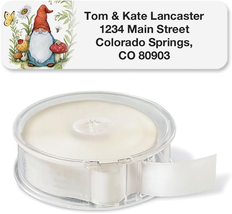 Colorful Images Forest Gnomes Rolled Personalized Return Address Mailing Labels with Dispenser, Customize with Name & Shipping Address, 250 ¾” x 2½” Self Adhesive, Easy Peel Label Roll