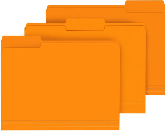 File Folder, PANDRI 120 Pack File Folder, 1/3 Cut Tab, Letter Size, Filing Folder for Office School Business, Orange