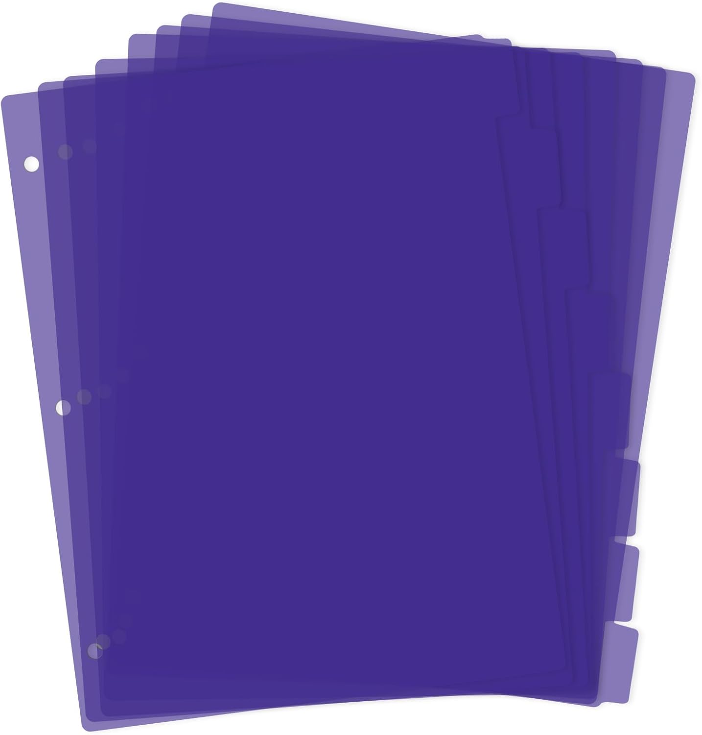 Dark Purple Binder Dividers, 8-Tab Sturdy Plastic Dividers, Binder Divider with Tabs, 3-Ring Binder Plastic Divider Set, Aesthetic Dividers for Binder, Suitable for Notebooks and Binders(Dark Purple)