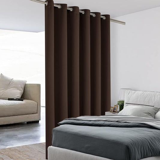 BONZER Room Divider Curtain Screen Partitions Total Privacy Wall Grommet Wide Blackout Curtains for Living Room, 84L x 70W Inch (7L x 5.8W ft), 1 Panel, Chocolate