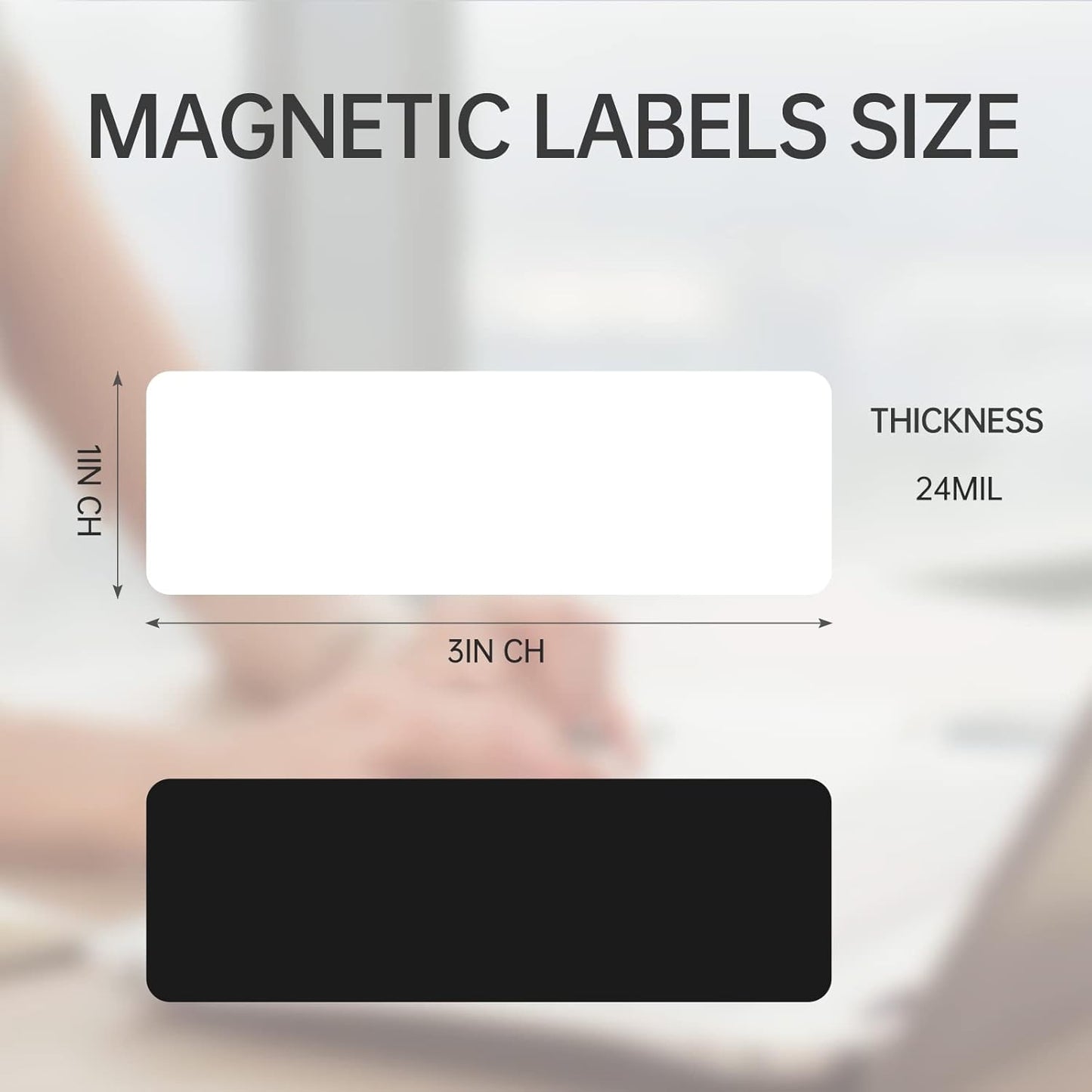 40-Pack Dry Erase Magnetic Labels - Waterproof, Eco-Friendly, Reusable Name Tags for Classroom, Office, Cabinet, Whiteboard, Fridge & More (White, 1x3 inches)…