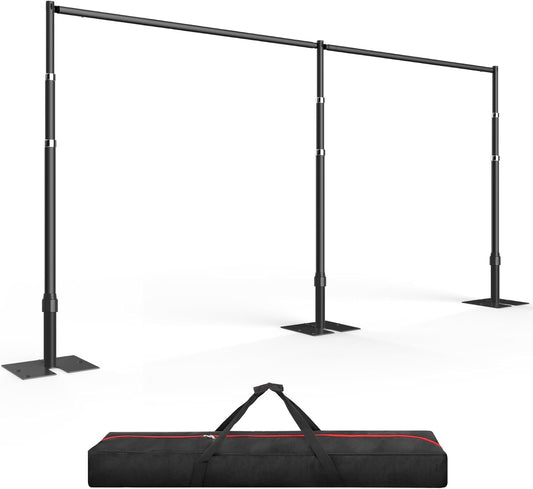 EMART Backdrop Stand Heavy Duty 8.9ftx20ft, Adjustable Pipe and Drape Photo Background Support Kit, Metal Frame with Flat Base for Wedding Birthday Party Banquet Decorations-Black