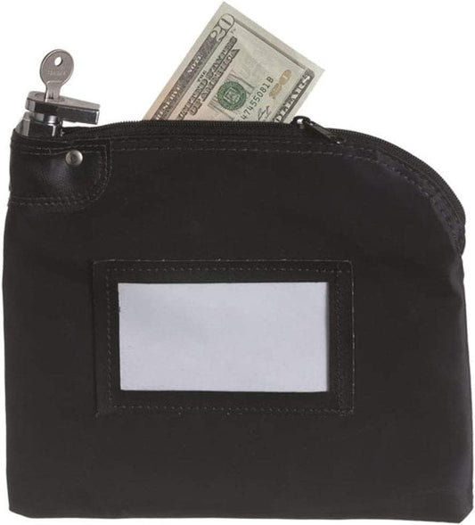 BankSupplies Locking Money Bag - Black Laminated Nylon - 10W x 8H