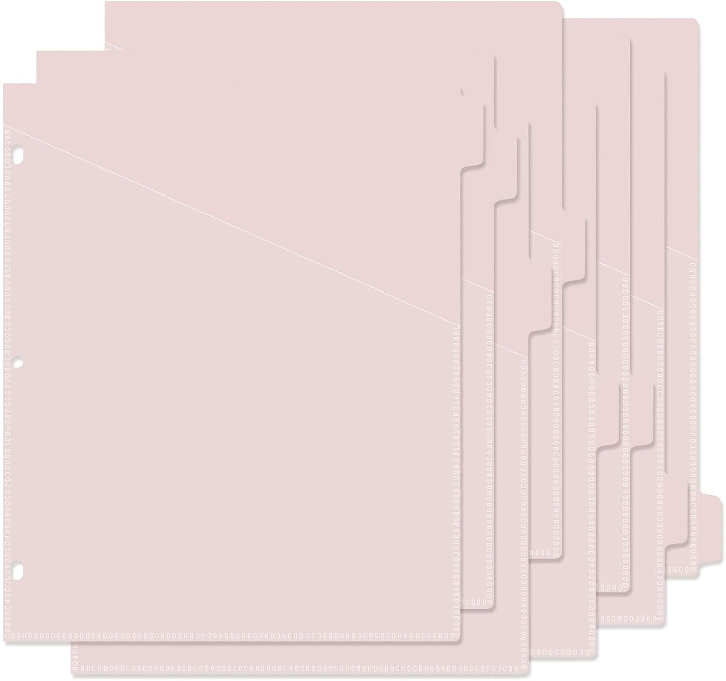 8 tab dividers for 3 Ring Binder with Pockets, Plastic Dividers with Clear Front Pocket, 8-tab Index Dividers with 3 Holes Punched for School & Office Supplies (Pink, 8 Tabs)