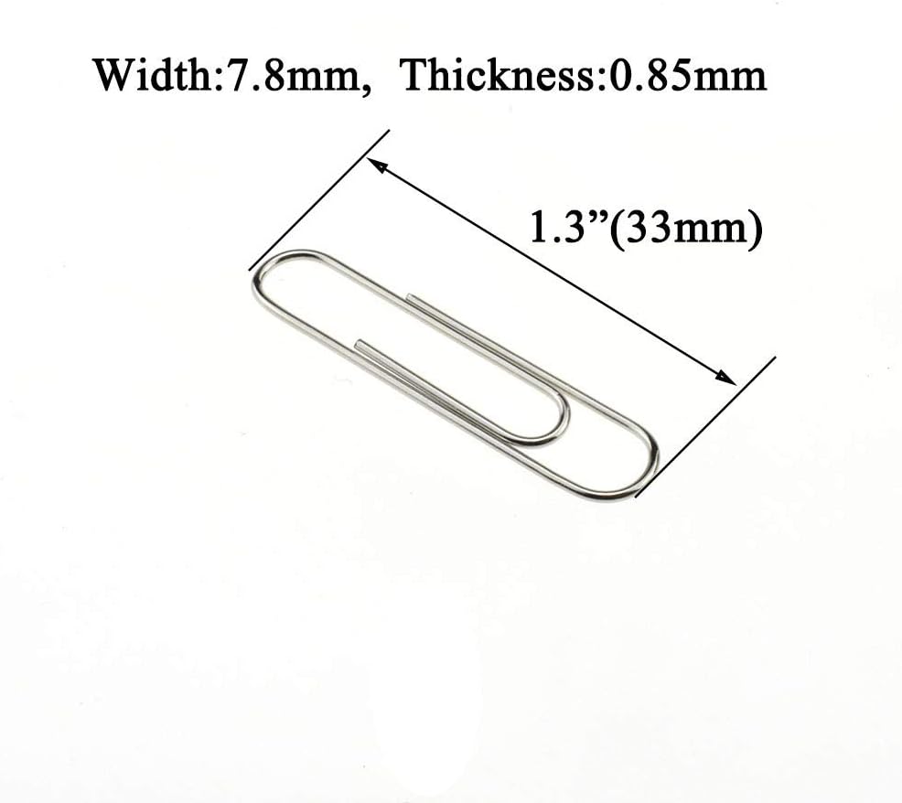 HAHIYO Paper Clips Sturdy 1.3”(33mm) Length 280 Pack Paperclips Heavy Duty Tight Grip Rust Proof Reusable Metal Bright Silver for Home Office School