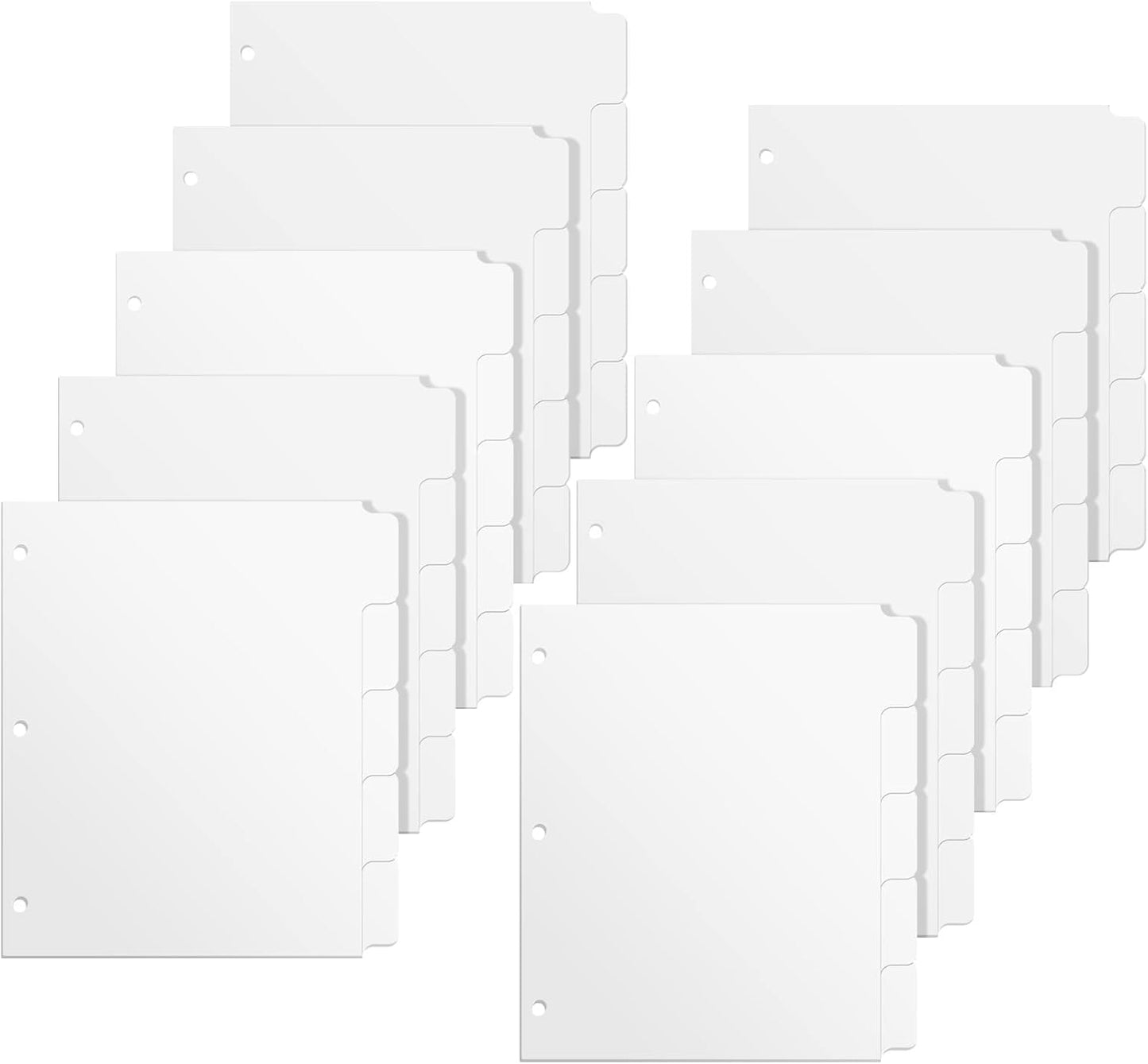3 Ring Binder Dividers with 5 Tabs, Write & Erase Plastic Binder Dividers Durable 3 Hole Punch Dividers Letter-Size 1/5 Cut Big Tabs Dividers, 10 Set, 50 Dividers Total