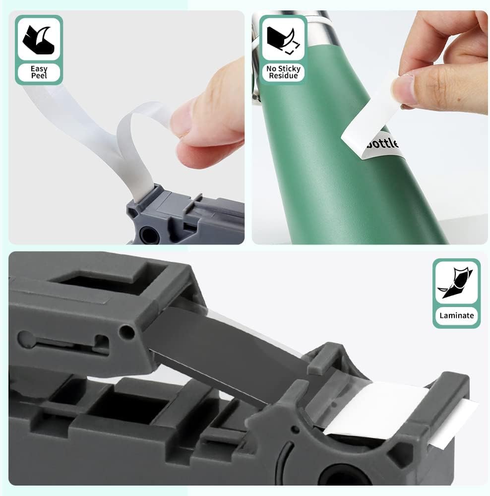 8-Pack 18mm 0.7" Laminated White Tape Compatible for Brother Tze-241 Tze241 Tz-241 Tz241 3/4" P Touch Tze Tz 18mm Label Tape for PTD410 PTD400 PTD610BT PTD600 PTD460 PT-2730 Label Maker