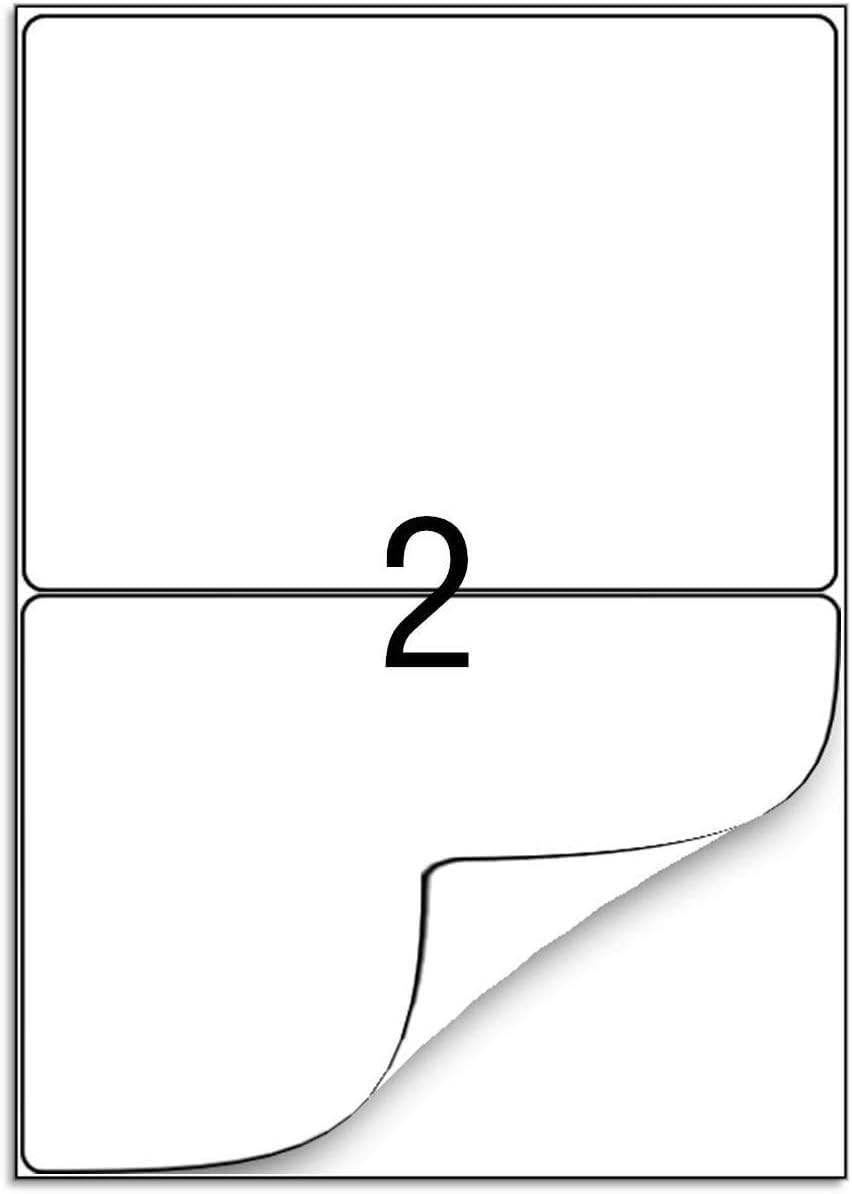 BESTEASY Round Corner Half Sheet Self Adhesive Shipping Labels for Laser and Ink Jet Printers, White Blank (4000 Sheets, 8000 Labels)