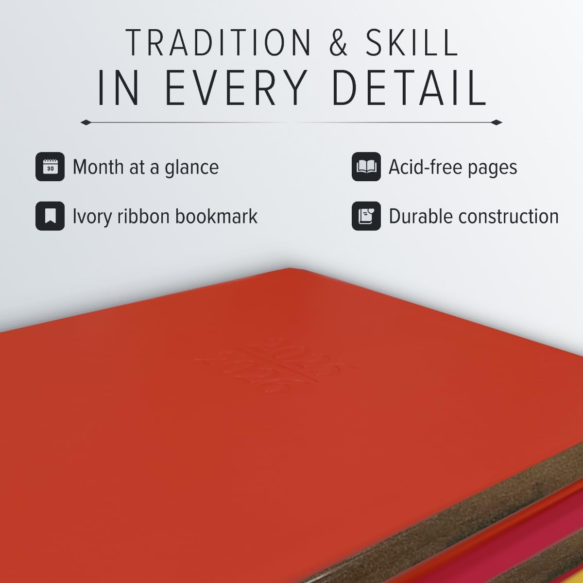 Gallery Leather Academic Planner 2025-2026, Teacher and Student Weekly Monthly Planner, Elegantly Bound Calendar with Gold-Gilded Page Edges, 18 Months - Freeport Metallic Copper - 9x7"