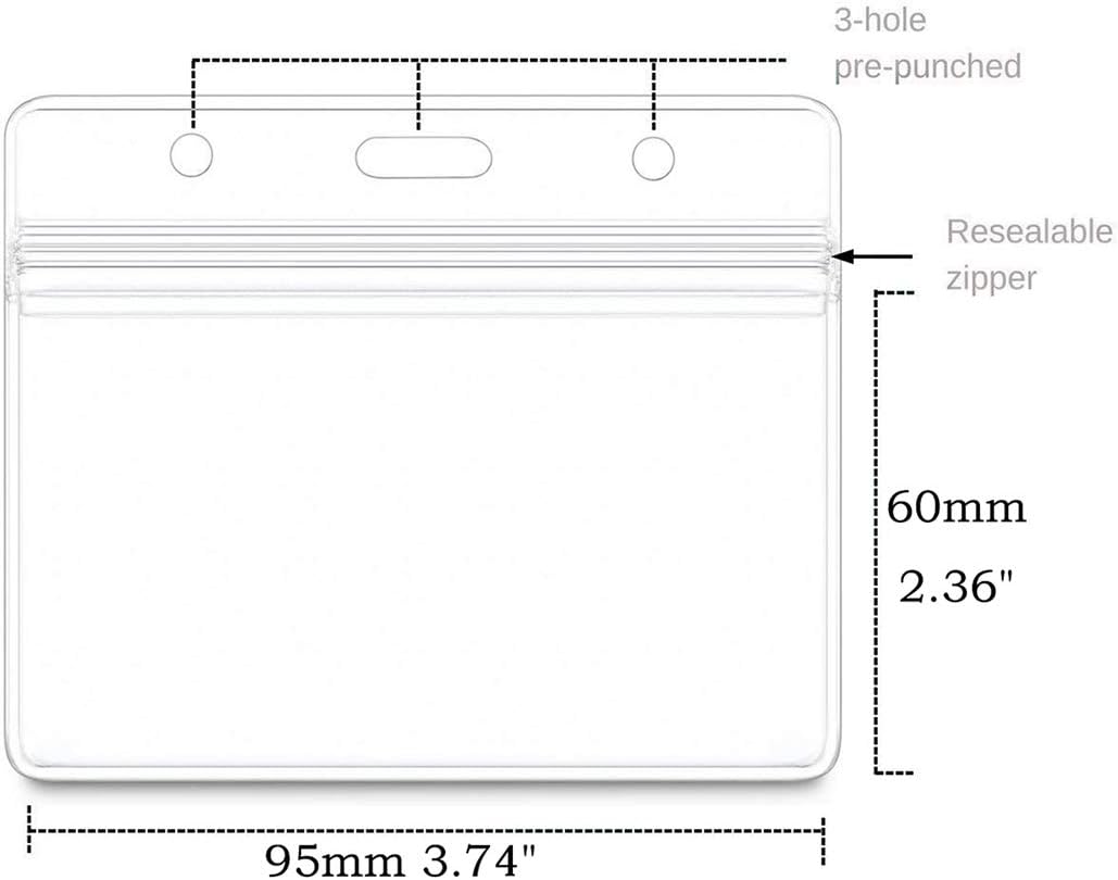 Bird Fiy Lanyards with id Holder Name Badges 50 Pcs Waterproof Type Clear Plastic Horizontal Name Tag Badge Id Card and 50 Pcs Lanyard (Gray)