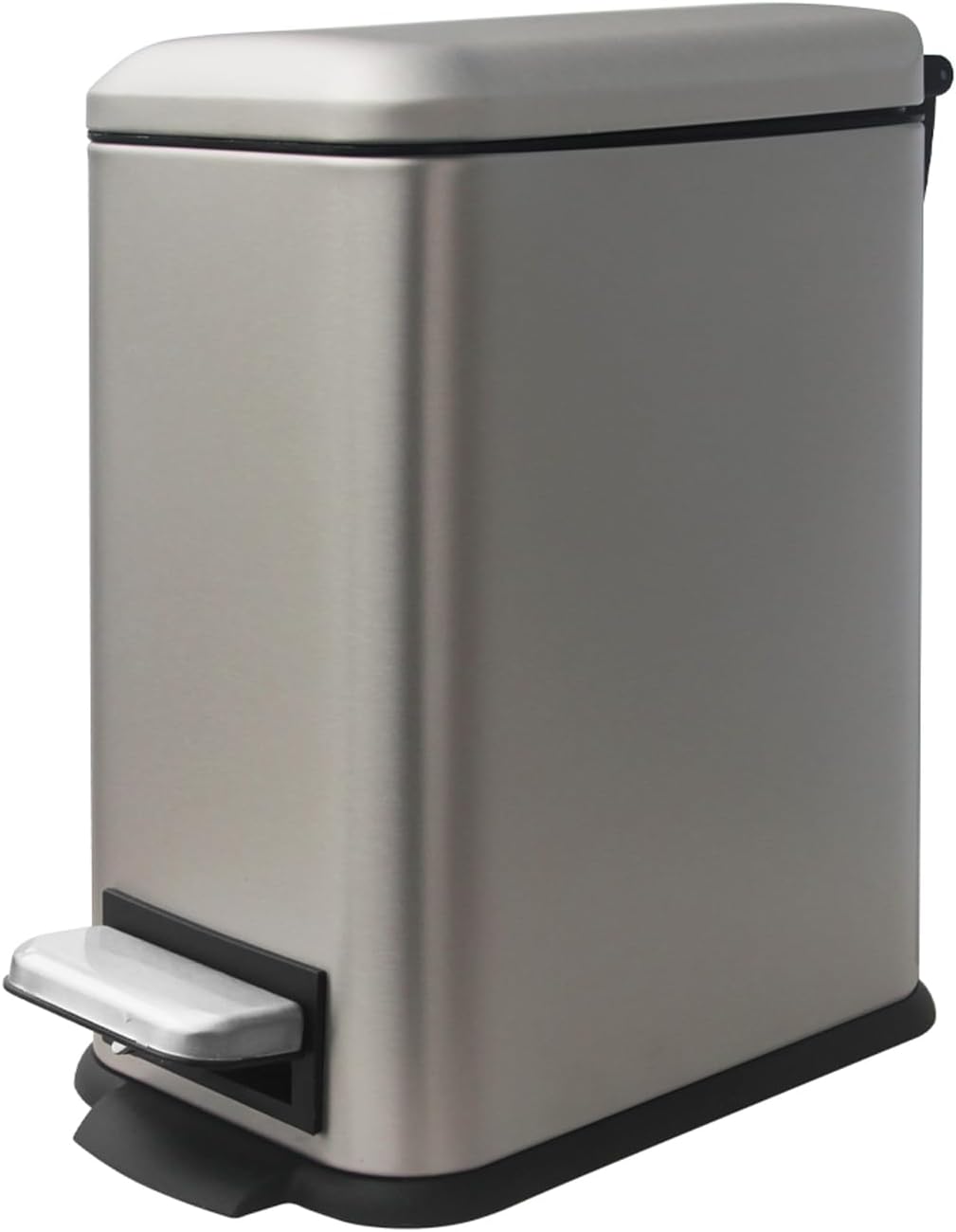 Bathroom Trash Can with Lid，5 Liter / 1.3 Gallon Small Trash Can with Removable Liner, Soft Close lid & Step Pedal, Stainless Steel Trash Bin for Bathroom,Bedroom,Home Office, Kohler Grey