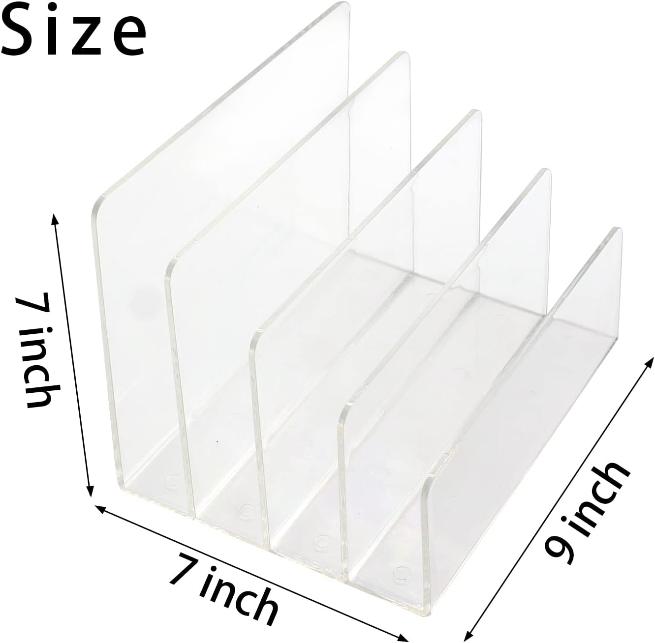 Acrylic Desk File Organizer 2 Pack, 4 Section Letter Organizer, Clear Folder Holder, Desktop File Holder for Document, Notebook and Newspaper, Clear Desk Storage Rack for Home and Office Use