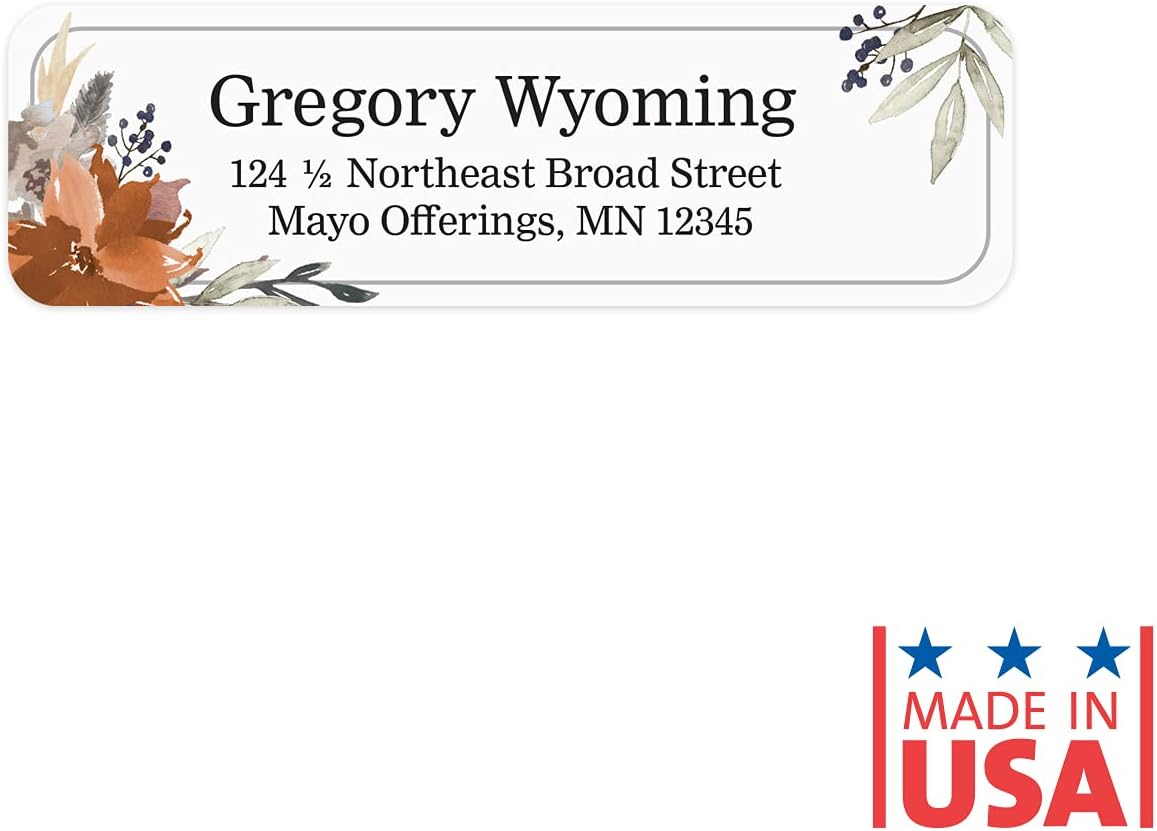 Indie Floral Rolled Address Labels/Roll of 500 Personalized Return Address Labels/Designer Return Address Stickers in Elegant Plastic Dispenser