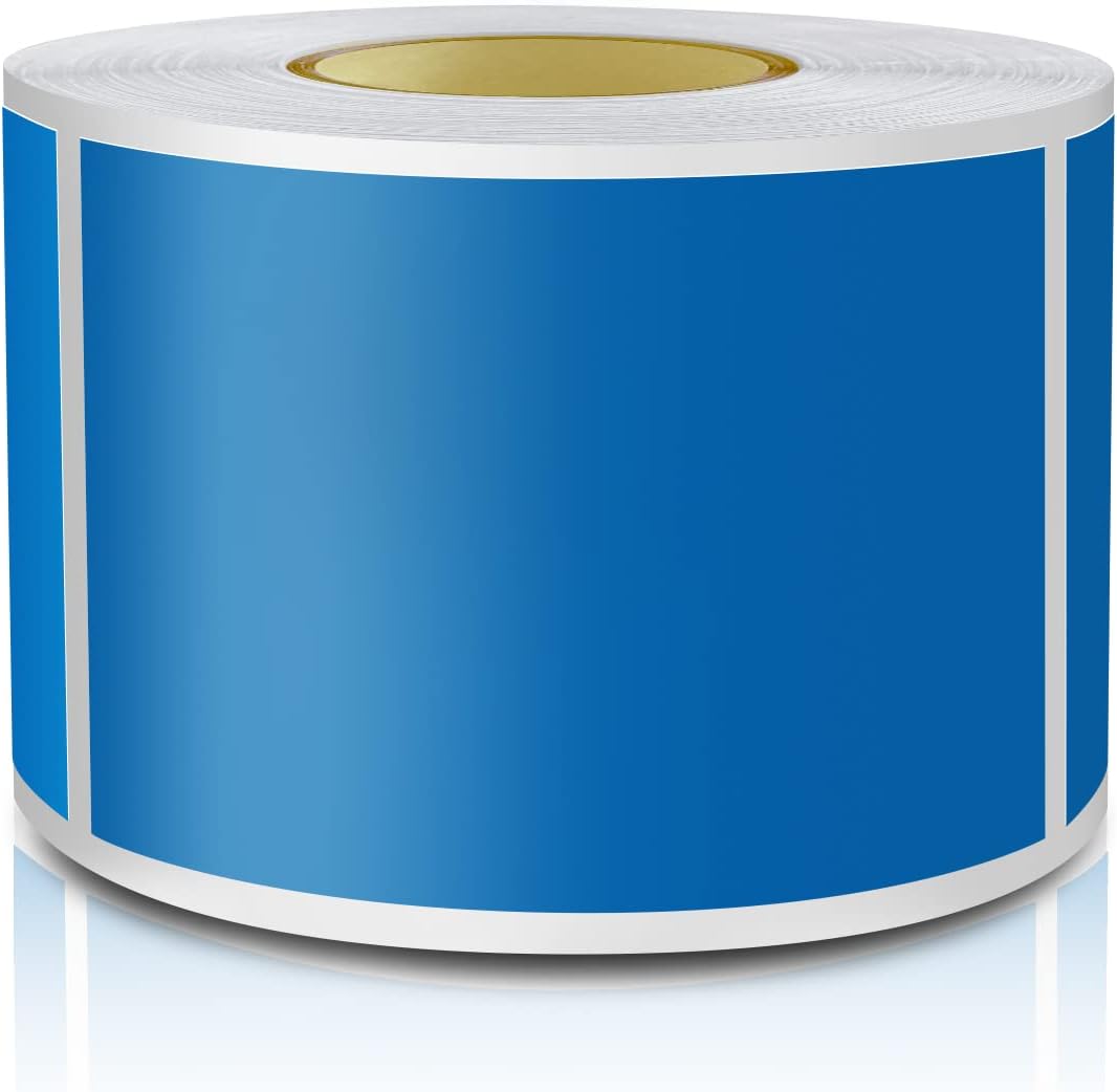 Blue Rectangle Sticker Labels 3×2 Inch Vinyl Stickers Color Coding Name Tags Roll Removable Waterproof 300 per Dispenser Box