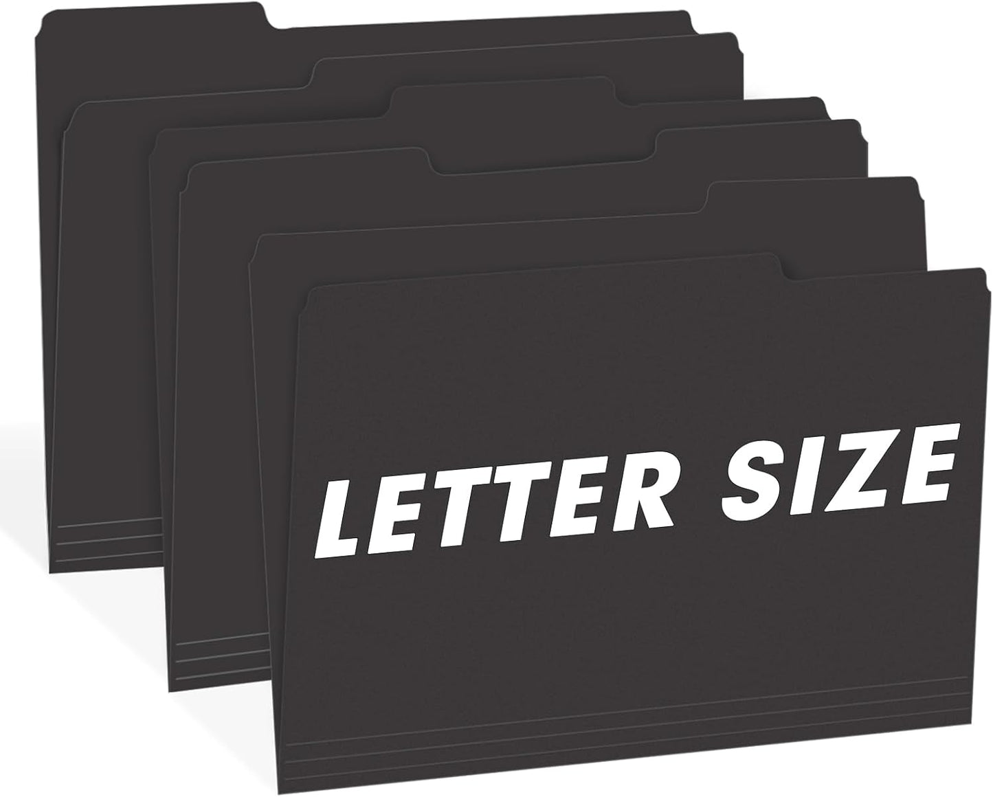 File Folder, RAZCC 100 Pack 1/3 Cut Tab File Folders Letter Size, Black Folders for Dcouments, Folders with Tab Great for Organizing and Easy File Storage