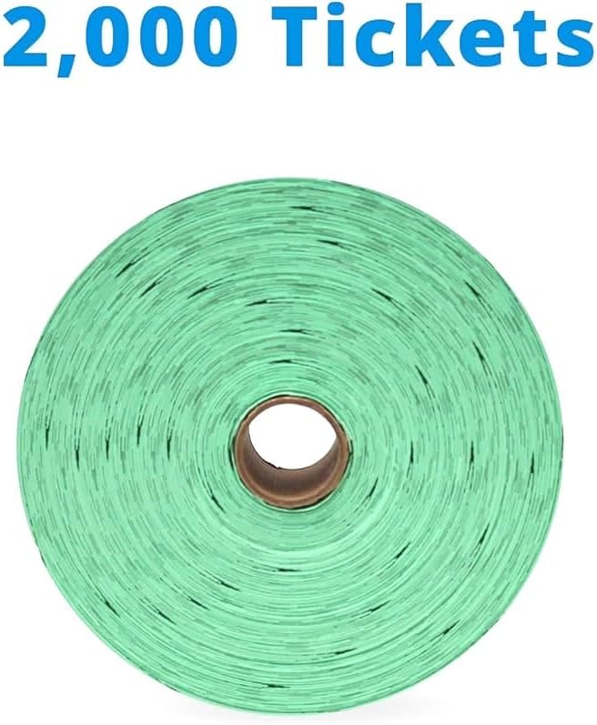 INDIANA TICKET CO. 2000 Raffle Tickets, Beer, Green, Single Roll, Ticket for Events, Entry, Class Reward, Fundraiser & Prizes