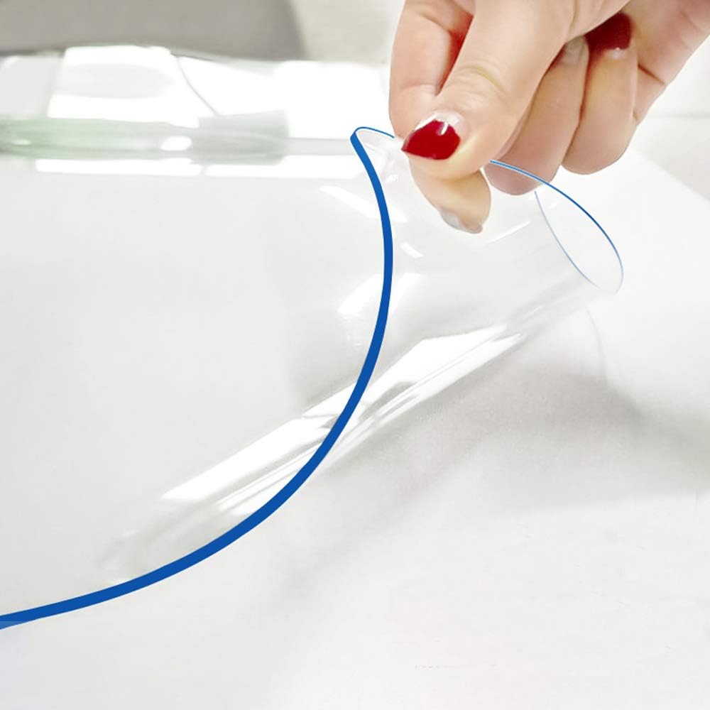 Clear Table Top Protector Plastic Wipeable Table Cloth Cover Pad Thick Protective Clear Desk Blotter Mat Cover PVC Cloths Accent Bar Dining Tabletop Furniture Pad Waterproof 42 X 96 Inch 1.5 mm Thick