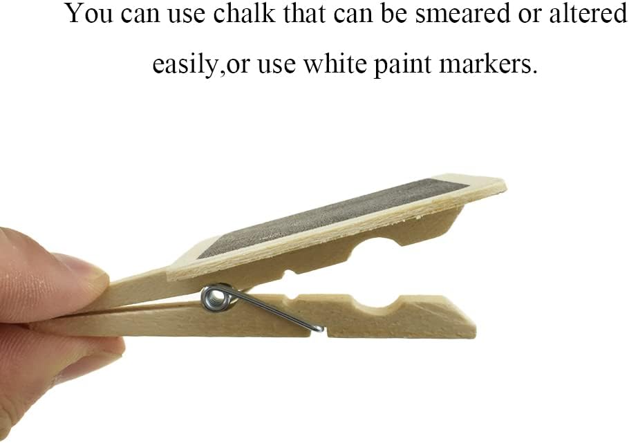 Hahiyo 2.78 x 2 Inch Mini Chalkboard Clip Help Marking Nice Display Easy Writing Quick Switch Reusable Rectangle Wooden Message Board Labels Signs 18 PCS for Party Food Tag Memo Note Organize Pantry