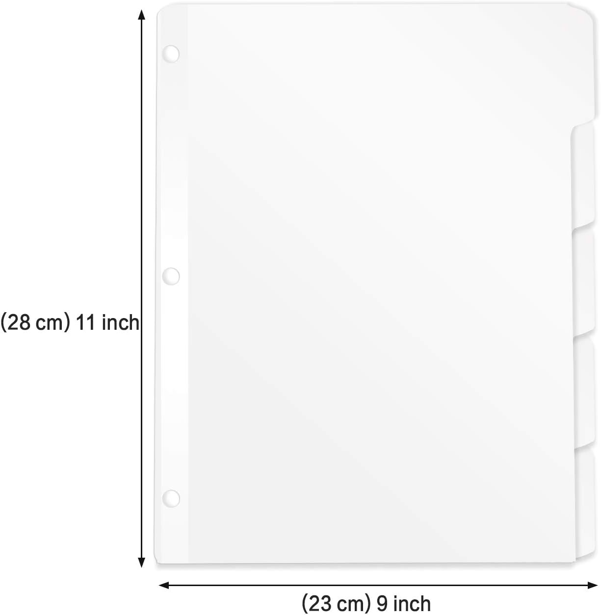 5-Tab Binder Dividers, HERKKA 3 Ring Binder Dividers with Reinforced Edge, 3 Hole Punch Section Index Dividers for Binders, 1/5-Cut Tabs, Letter Size, White, 120 Dividers