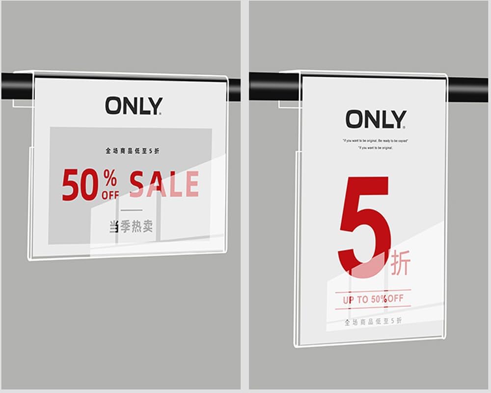 Acrylic Sign Holder Price Tag Displays Sign Holder Ads Display Stand for Retail Store Clothing Price (Vertical A5 148×210mm/ 5.83×8.27 inches)