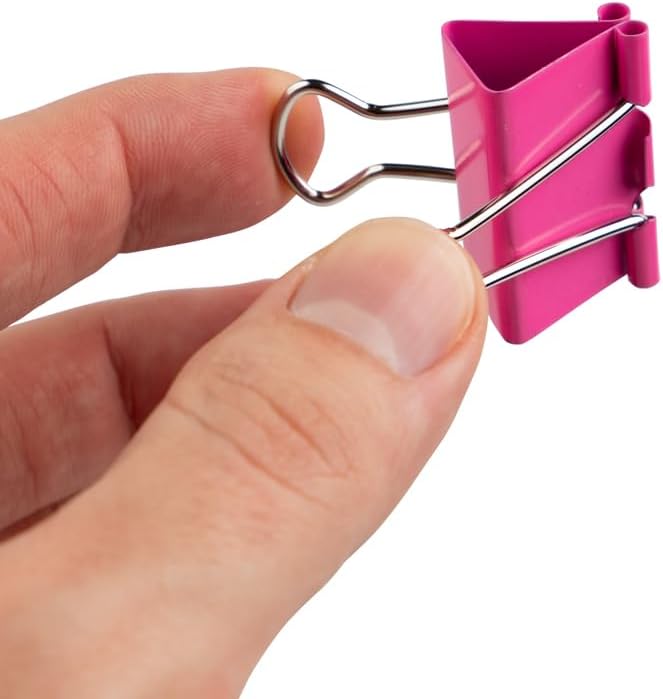 JAM PAPER Colorful Binder Clips - Medium - 1 1/4 Inch (32 mm) - Pink Binderclips - 15/Pack
