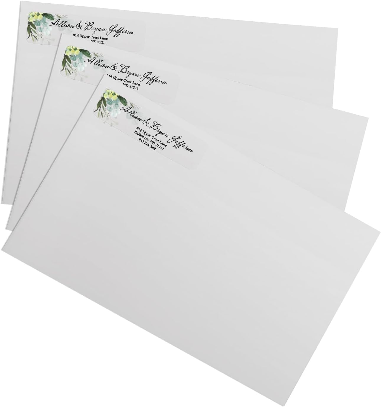 Clear Floral Greenery Rolled Address Labels / 250 Personalized Return Address Labels/Custom Address Stickers in Elegant Plastic Dispenser