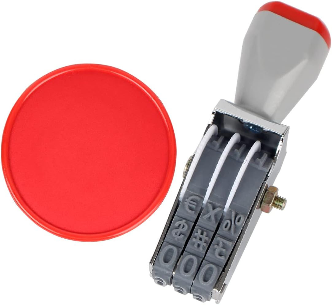 3 Digits Numbering Stamp and RED Ink Pad Kit,Rubber Roller Stamps Multi-Function DIY Impression,Business Stamps Office Stamps Date Stamp Pad