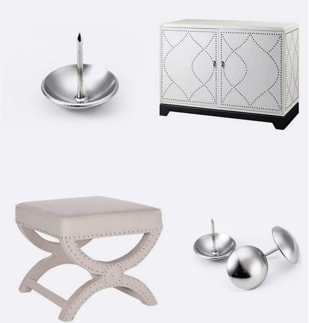 500Pcs Upholstery Tacks, BetterJonny Decorative Furniture Nails Pins Sliver Metal Thumb Tacks for Upholstered Furniture Cork Board, Home Decor(17X11MM)