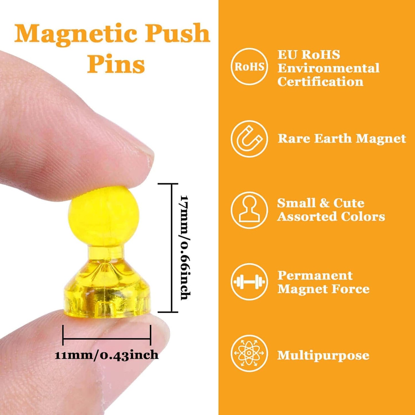 112Pcs Push Pin Magnets Fridge Magnet, Refrigerator Magnets Strong for whiteboard, Small Cute Decorative Magnetic Push Pin, for Classroom Calendar Kitchen Office Dry Erase Board Map Push Pins