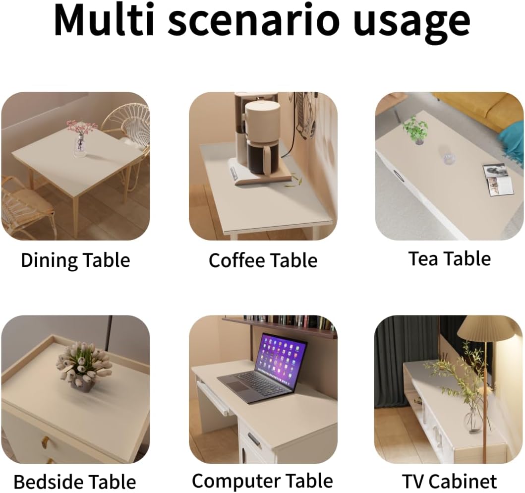 Dining Table Cover Protector for Dining Room Table - Can Be Used On Both Sides Waterproof and Easy to Clean Good Flatness Used for Dining Table(Off White+Light Gray 44x78)