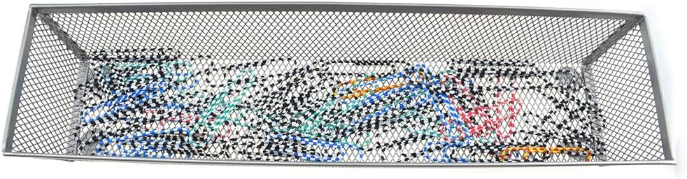 HAHIYO Stackable Mesh Tray Cup 12 x 3 x 2 inches Sturdy Container for Desk Drawer Organizer Collection for Home Office School kitchen Soft Foam Feet No Sharp Edges 2 Pack Silver