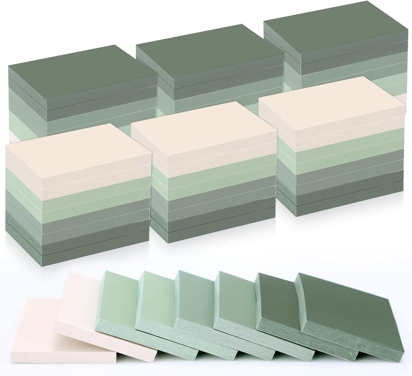 Fainne 60 Pads Sticky Notes Bulk 1.5 x 2 Inch Mini Self Stick Note Small Assorted Bright Colors Paper Memo for Office School Notebook Supplies 50 Sheets/pad (Simple Style,Green Series)