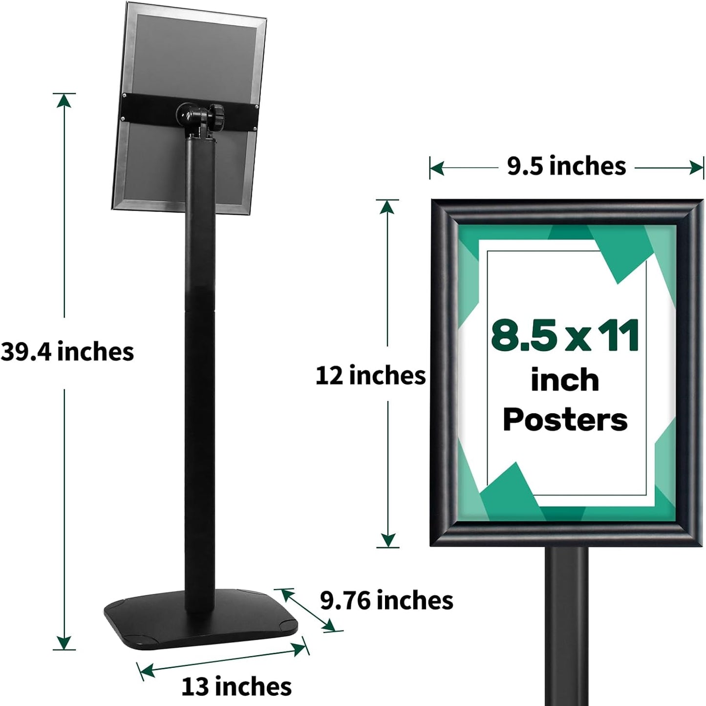 3Pcs Heavy Duty Pedestal Sign Holder for Display, 8.5 x 11 inches Adjustable Floor Standing Sign Holder with Weighted Base,Sign Stand for Indoor/Outdoor Advertising，Black
