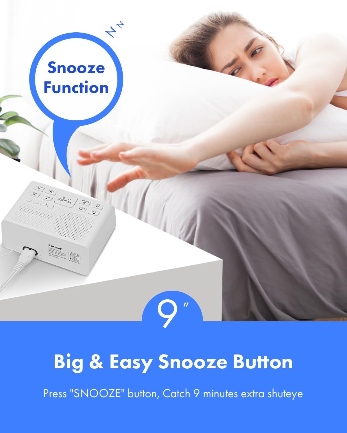 Digital Alarm Clock Radio with AM/FM Radio, Multi-Colors 1.4” LED Digits, Preset, Sleep Timer and Clear Display with Dimmer for Bedroom Bedside, Outlet Powered with Battery Backup (White)